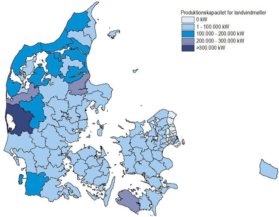 produktionskapacitet for landvindmøller